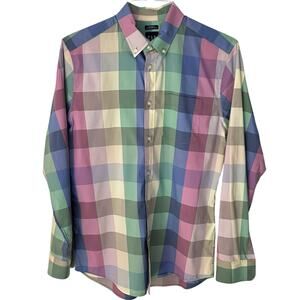 Gap Pastel Large Check Plaid Long Sleeve Button Down True Medium (Tagged Small)